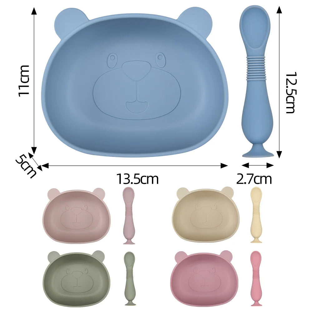 Prato baby de silicone com ventosa - formato Coelho